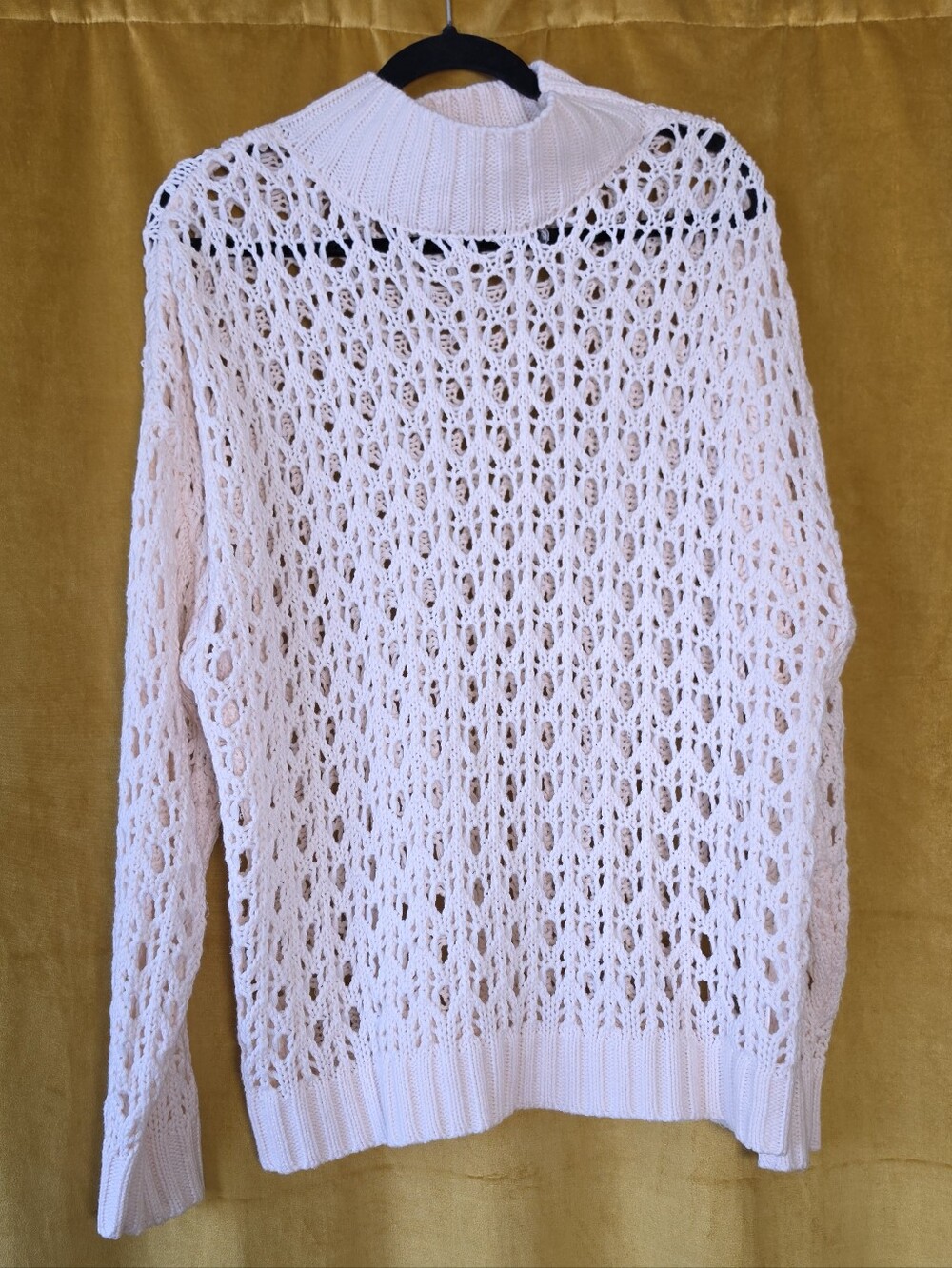 Eloquii Pale Pink Open-Knit Turtleneck Sweater